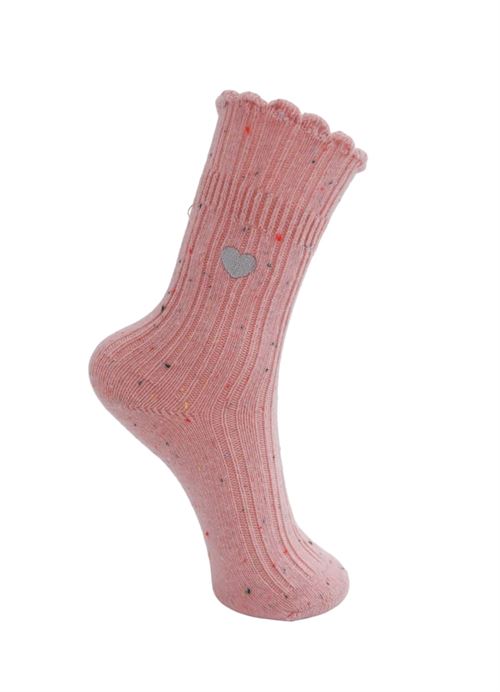 BLACK COLOUR STRØMPER, BCCALISA HEART SOCK, LT. PINK